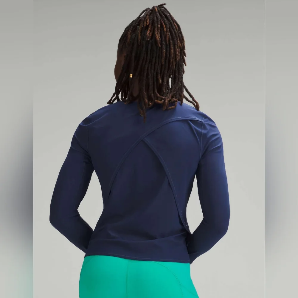 Lululemon UV Protection Fold-Over Running Long-Sleeve Shirt Night Sea